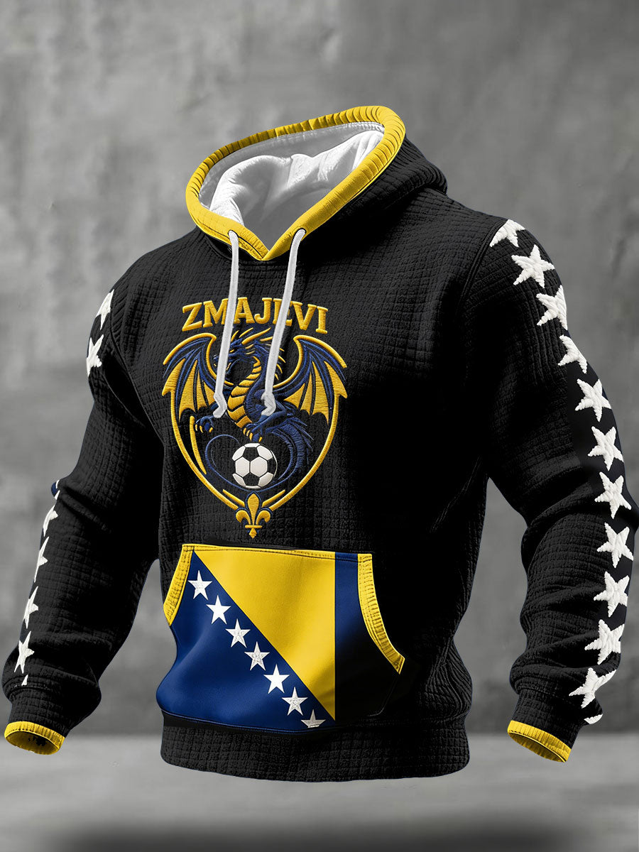 Sweat à capuche imprimé pour hommes, motif Bosnia ZMAJEVI, pour les amateurs de football