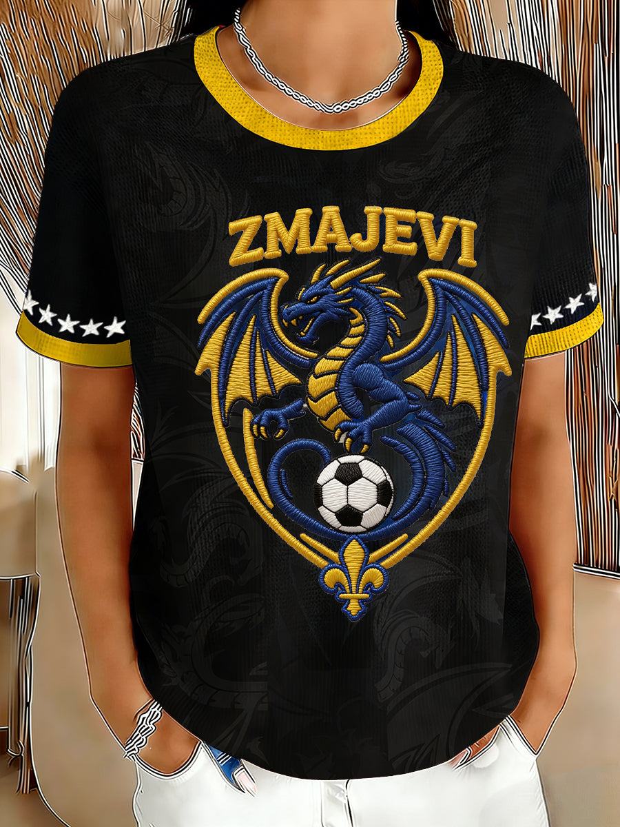 Hauts à gaufres imprimés pour femmes Bosnia ZMAJEVI Football Lover