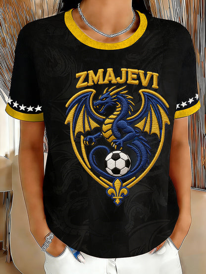 Hauts à gaufres imprimés pour femmes Bosnia ZMAJEVI Football Lover