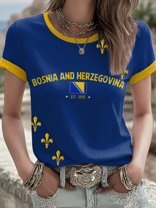 T-shirt imprimé pour femmes Bosnia ZMAJEVI, motif amoureux du football