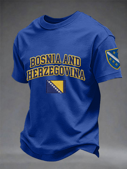 T-shirt à manches courtes en coton imitation imprimé pour homme Bosnia ZMAJEVI Football Lover