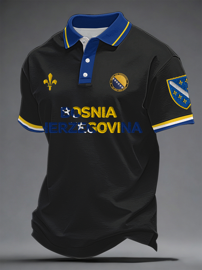 Polo imprimé pour hommes, motif Bosnia ZMAJEVI, pour les amateurs de football