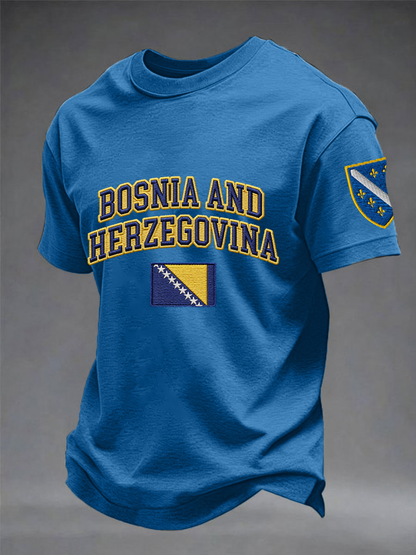 T-shirt à manches courtes en coton imitation imprimé pour homme Bosnia ZMAJEVI Football Lover