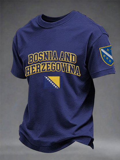 T-shirt à manches courtes en coton imitation imprimé pour homme Bosnia ZMAJEVI Football Lover