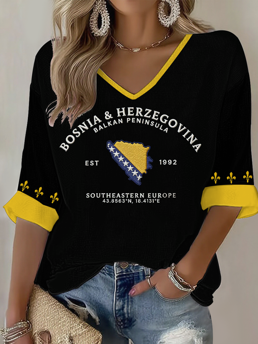 T-shirt imprimé gaufré Bosnia ZMAJEVI Football Lover Femme