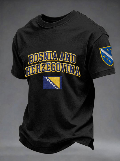 T-shirt à manches courtes en coton imitation imprimé pour homme Bosnia ZMAJEVI Football Lover