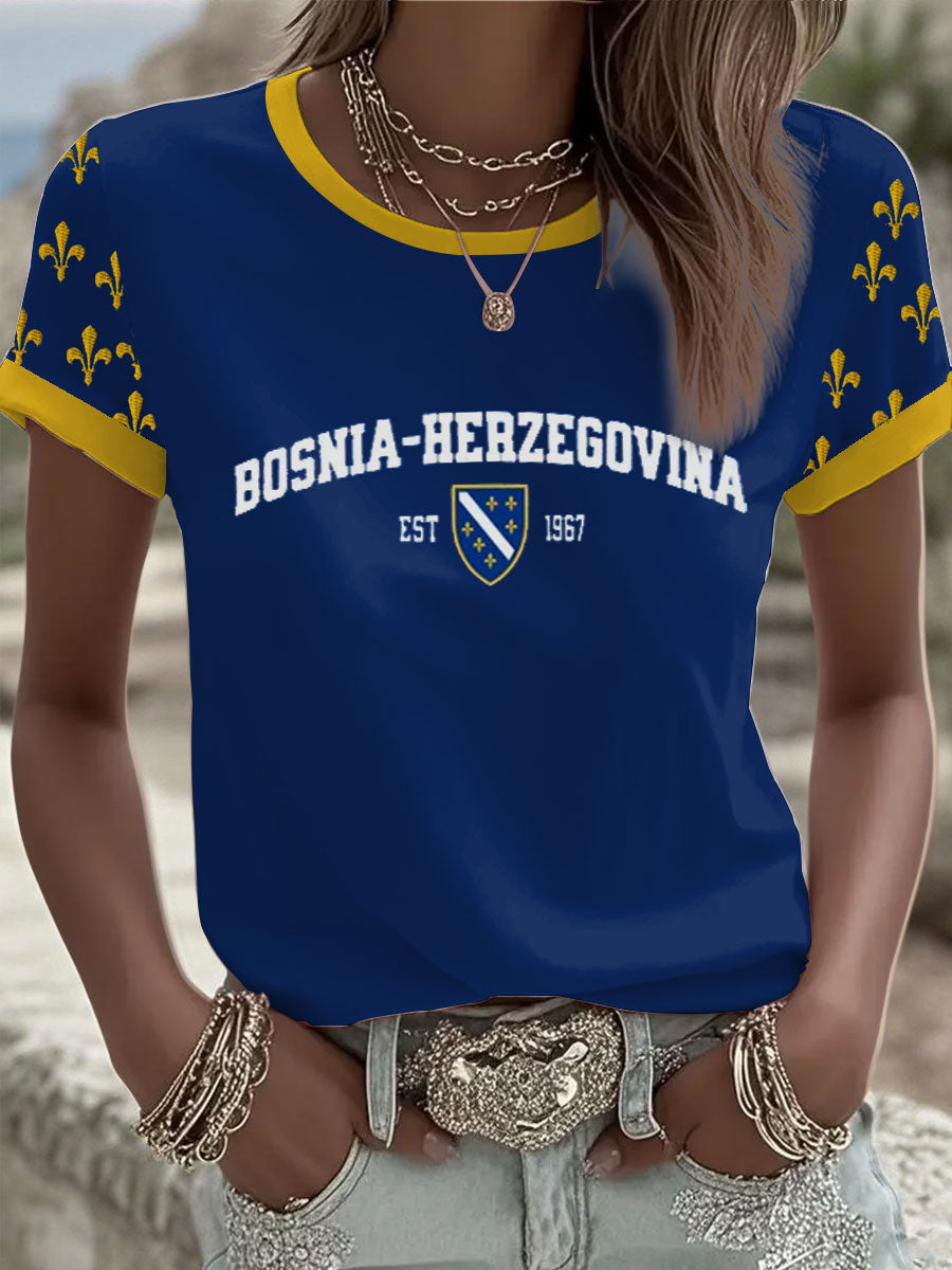 T-shirt à manches courtes imprimé Bosnia ZMAJEVI Football Lover Femme