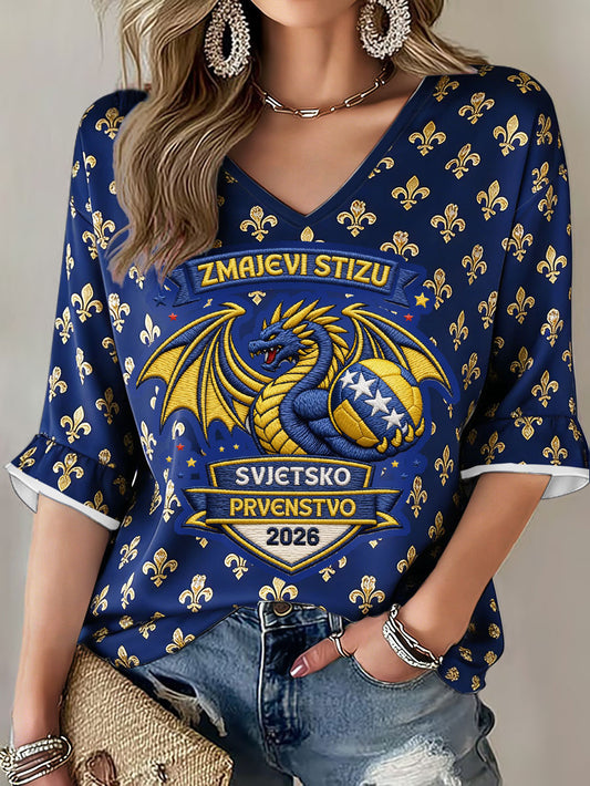 T-shirt imprimé pour femmes Bosnia Football Lover ZMAJEVI