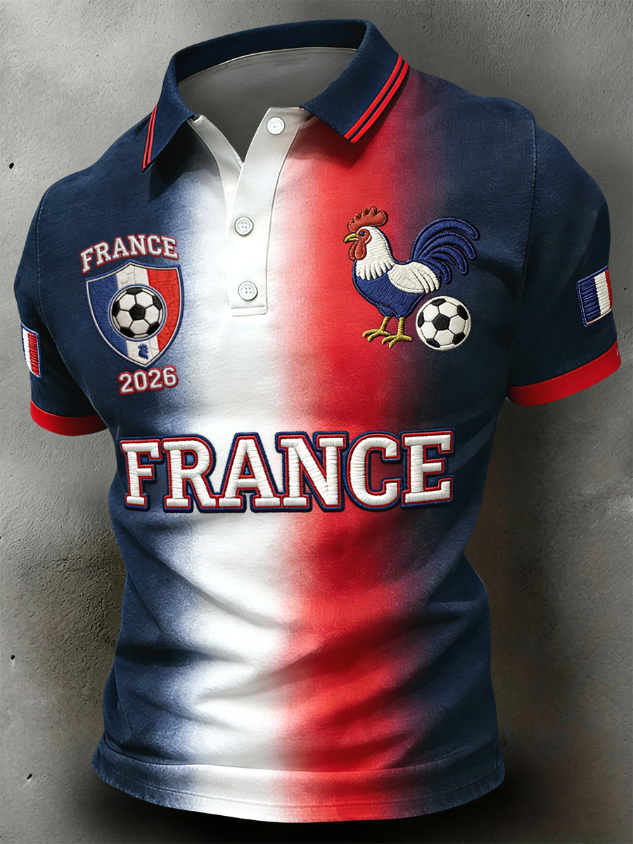 Rétro Français 2026 Football Dégradé Casual Art Polo