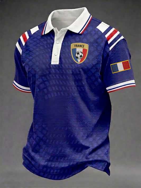 Chemise imprimée de football française pour hommes