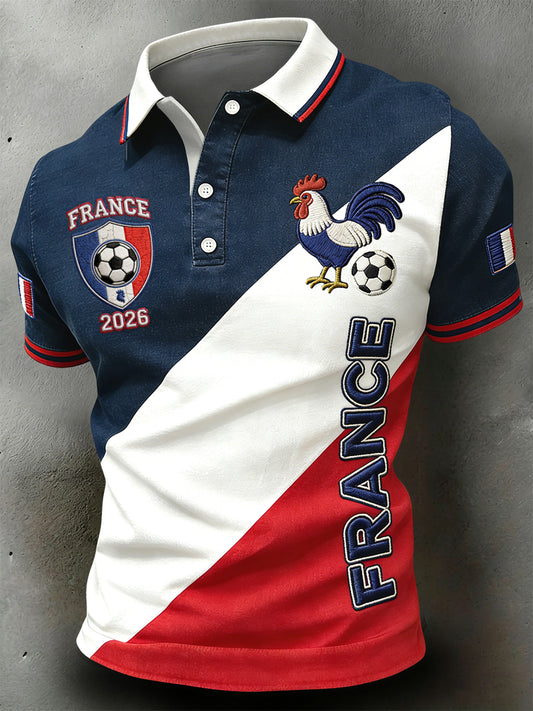 Rétro Français 2026 Soccer Géométrique Casual Art Polo