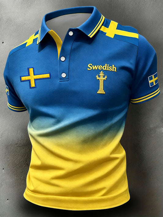 Polo artistique rétro suédois de la Saint-Jean en patchwork dégradé