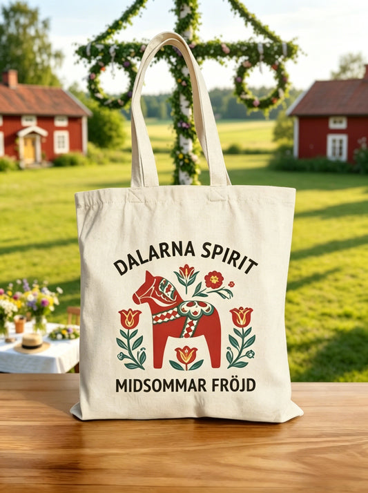 Retro Swedish Midsummer Folk Floral Sac en toile