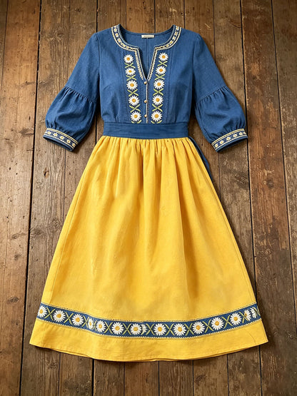 Robes en lin pour femmes, imprimé floral artistique, Suède