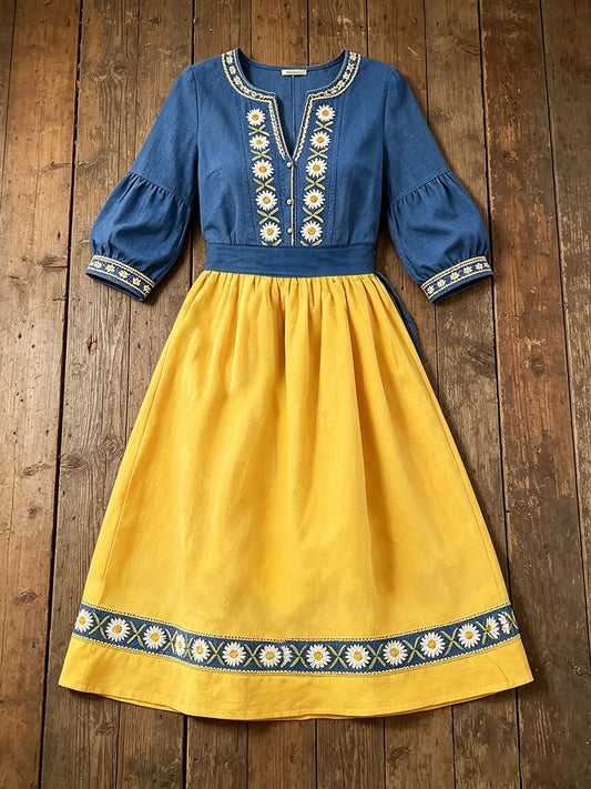 Robes en lin pour femmes, imprimé floral artistique, Suède