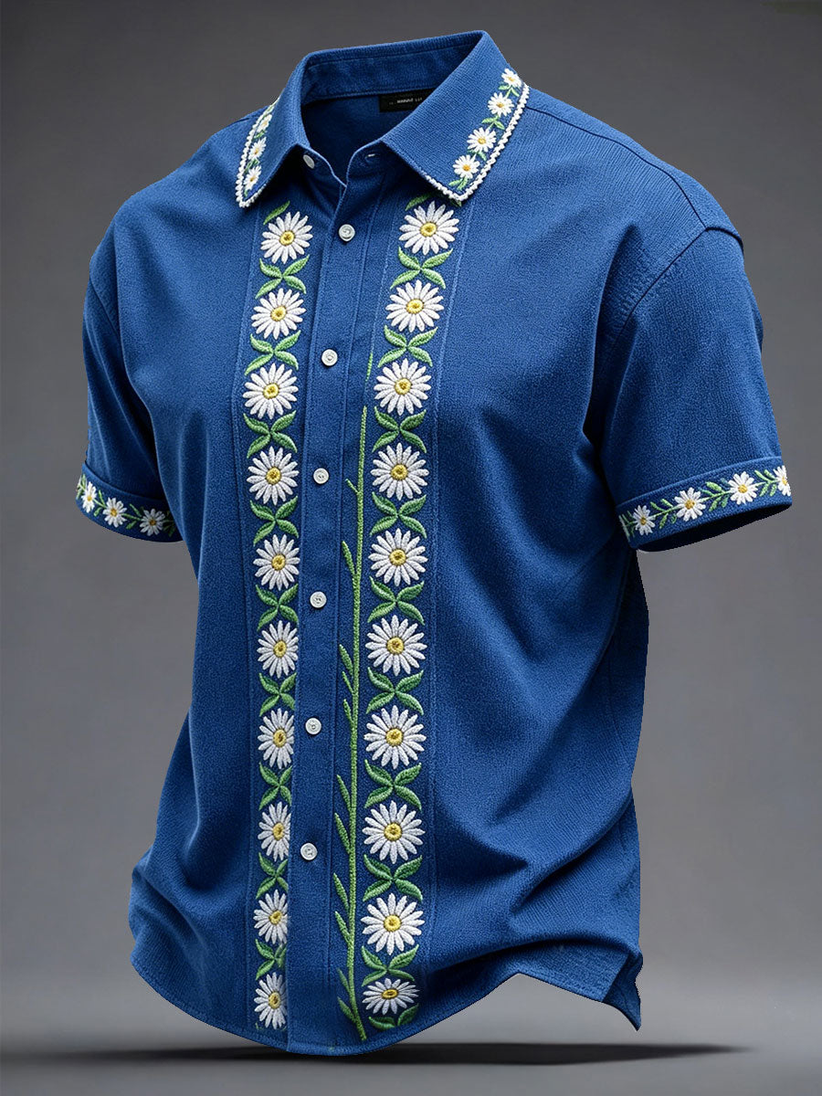 Chemise en lin imprimée Sweden Floral Art pour hommes