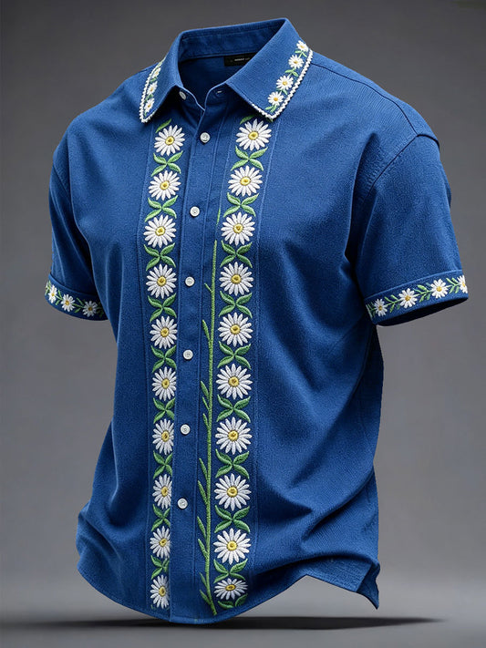 Chemise en lin imprimée Sweden Floral Art pour hommes