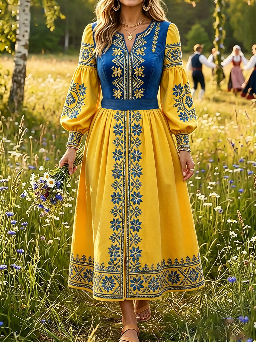 Robes en lin pour femmes, imprimé floral artistique, Suède
