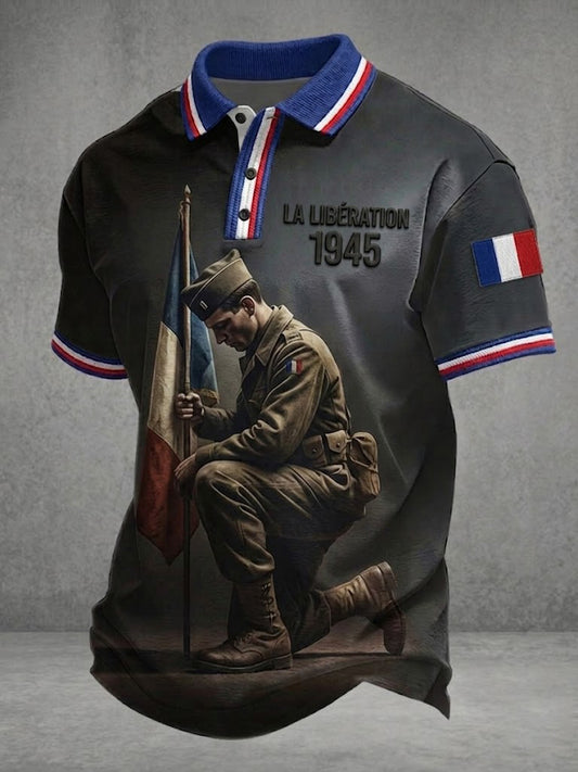 Chemise imprimée French LA LIBÉRATION 1945 pour homme