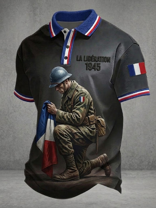 Chemise imprimée pour hommes, style français, LA LIBÉRATION 1945