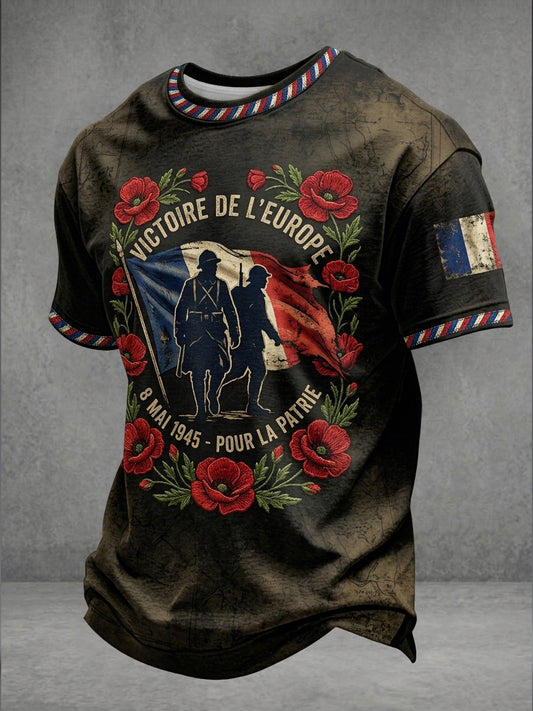 T-shirt pour hommes avec imprimé de la Journée VE française