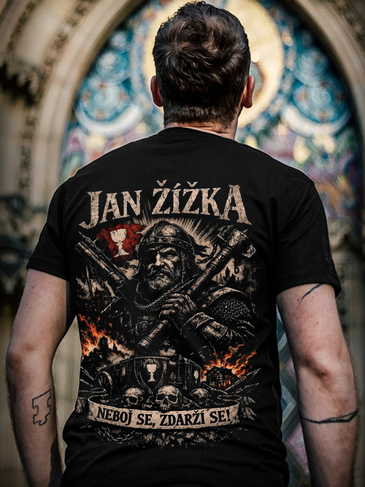 T-shirt manches courtes pour hommes à imprimé patriotique tchèque
