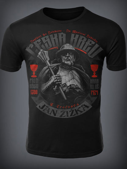 T-shirt manches courtes pour hommes à imprimé patriotique tchèque