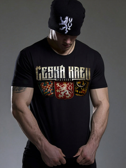 T-shirt manches courtes pour hommes à imprimé patriotique tchèque