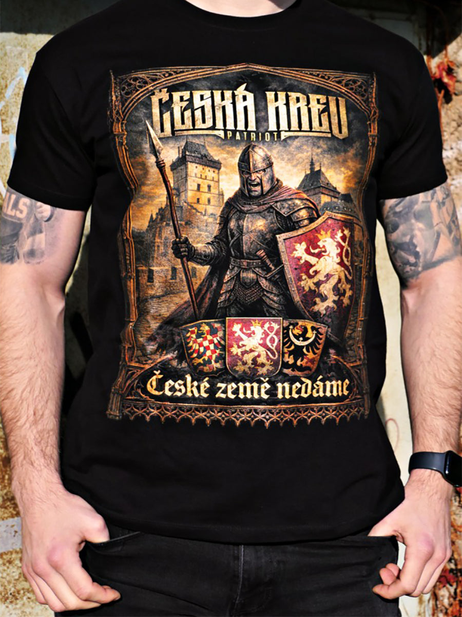 T-shirt manches courtes pour hommes à imprimé patriotique tchèque