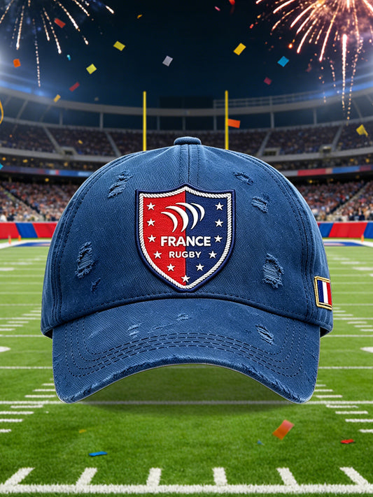 Chapeau Décontracté Bleu Français Rugby Cerclée Imprimée