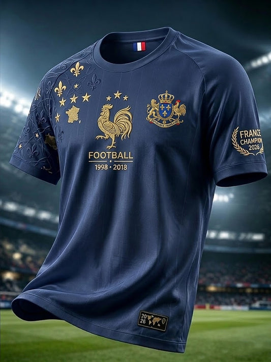 Maillot décontracté avec emblème du football français rétro 2026-1
