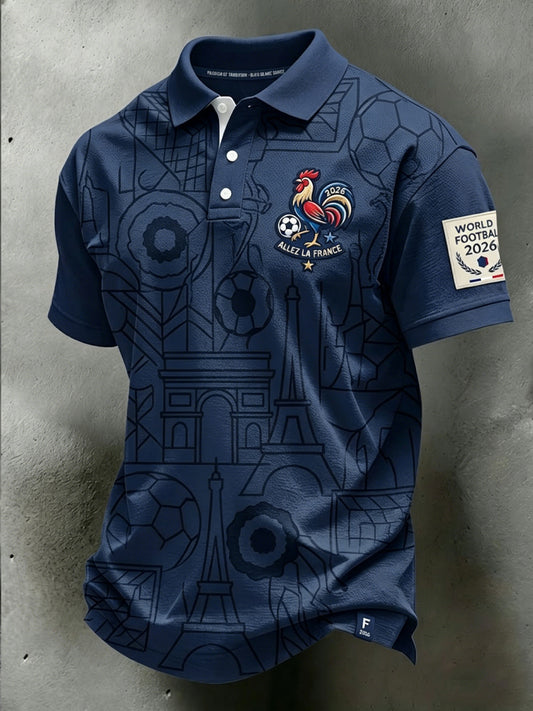 Polo décontracté rétro français 2026 pour les fans de football