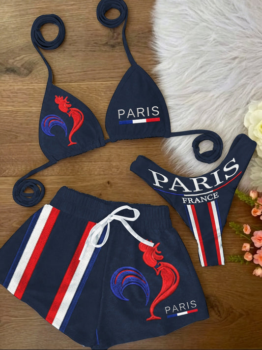 Maillot de bain bikini de vacances pour femme, ensemble 3 pièces