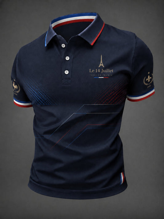 Chemise de ville imprimée pour homme, France, 14 juillet