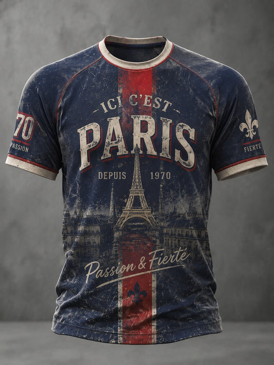 T-shirt homme La Gloire en Bleu Rouge à imprimé footballistique