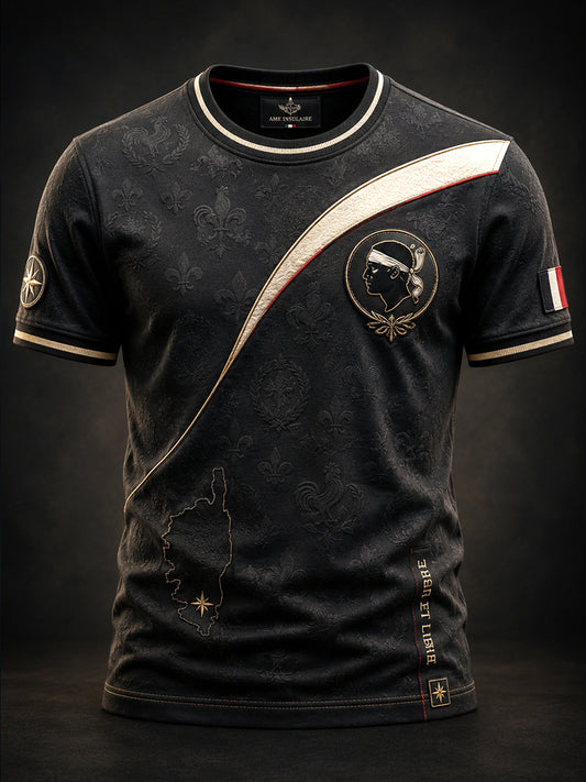 T-shirt décontracté artistique au motif corse vintage