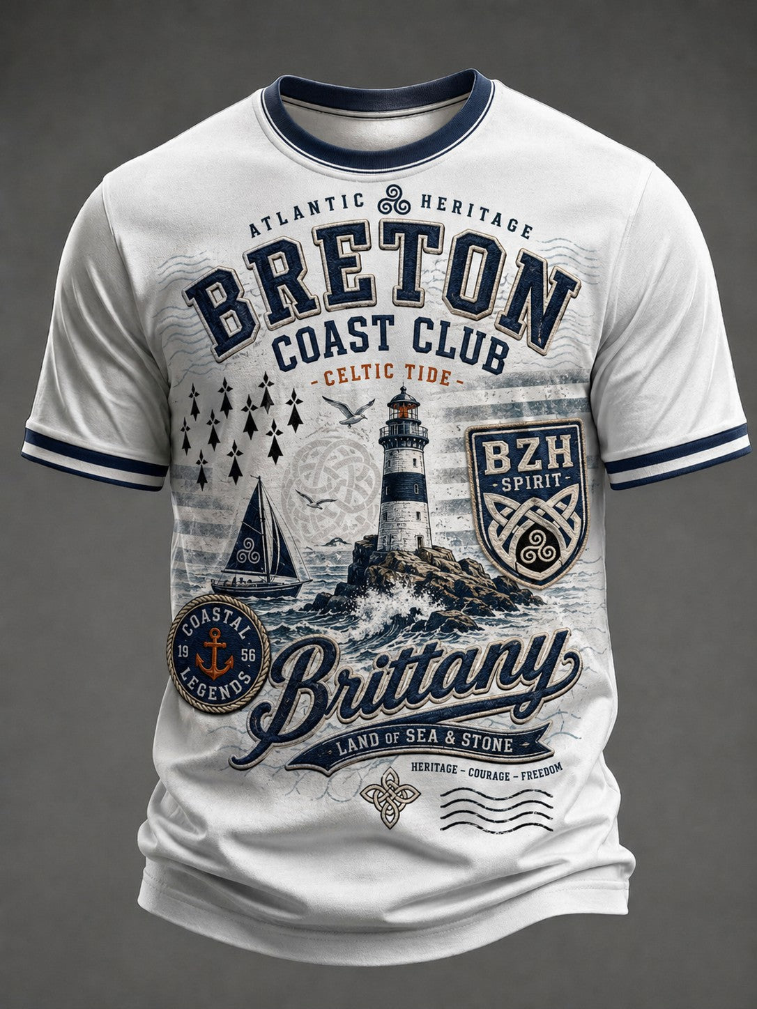 T-shirt pour hommes imprimé celtique de Bretagne, France