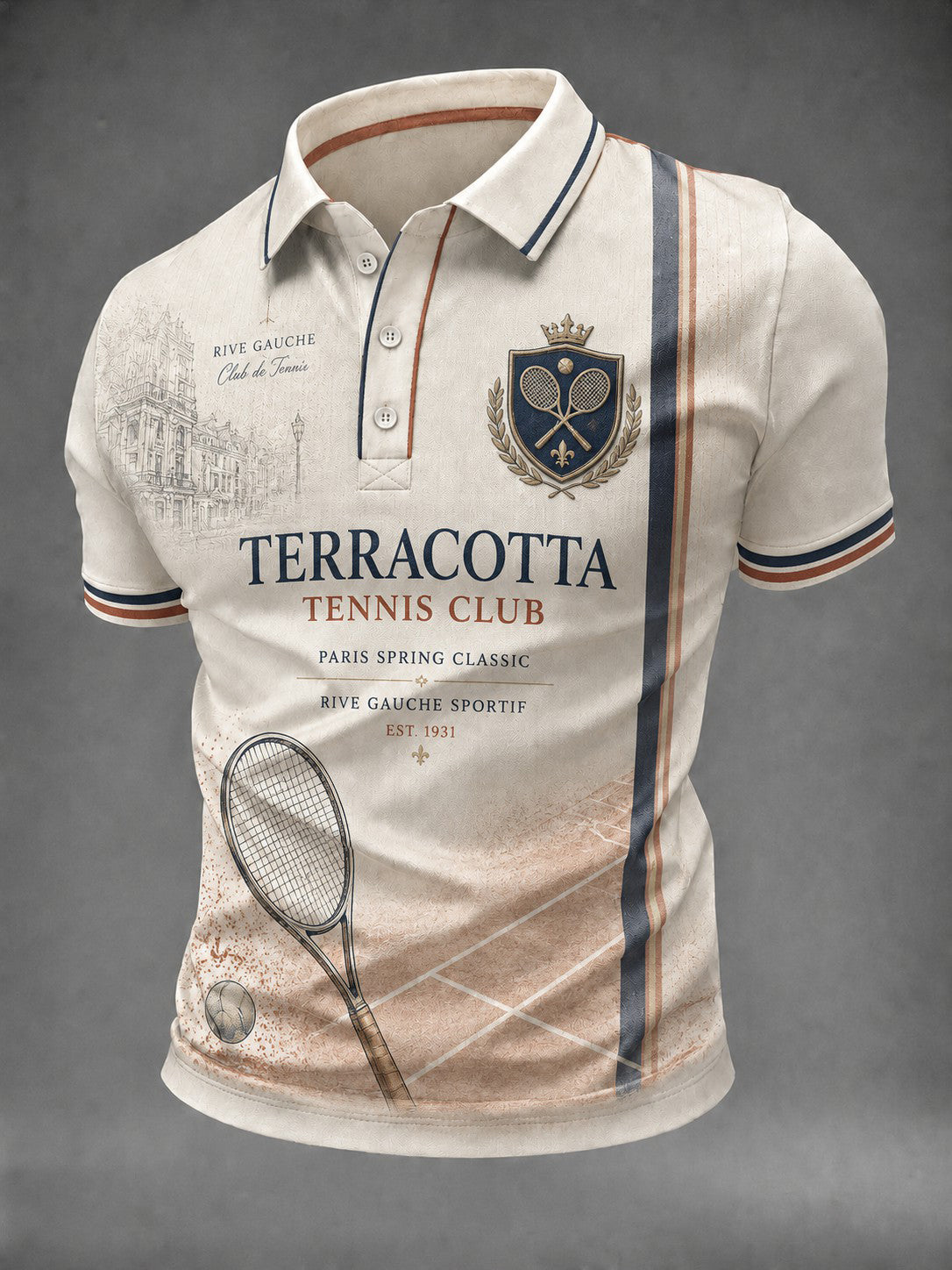 Chemise imprimée des Championnats internationaux de France de tennis masculins