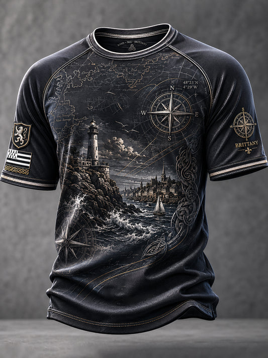 T-shirt décontracté à manches courtes pour homme, imprimé celtique de Bretagne, France