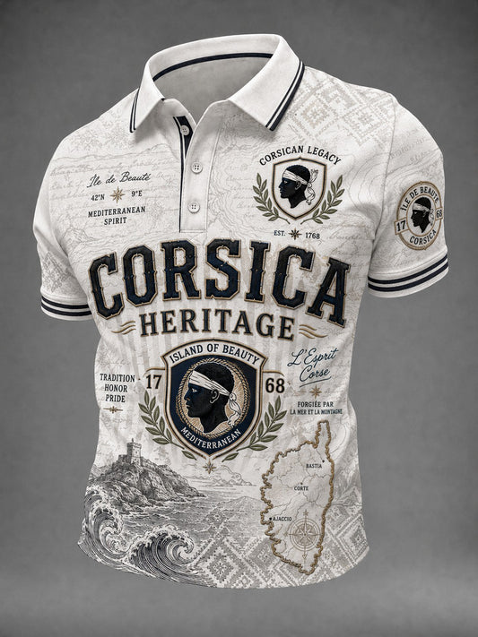 Chemise pour homme à imprimé drapeau de la Corse