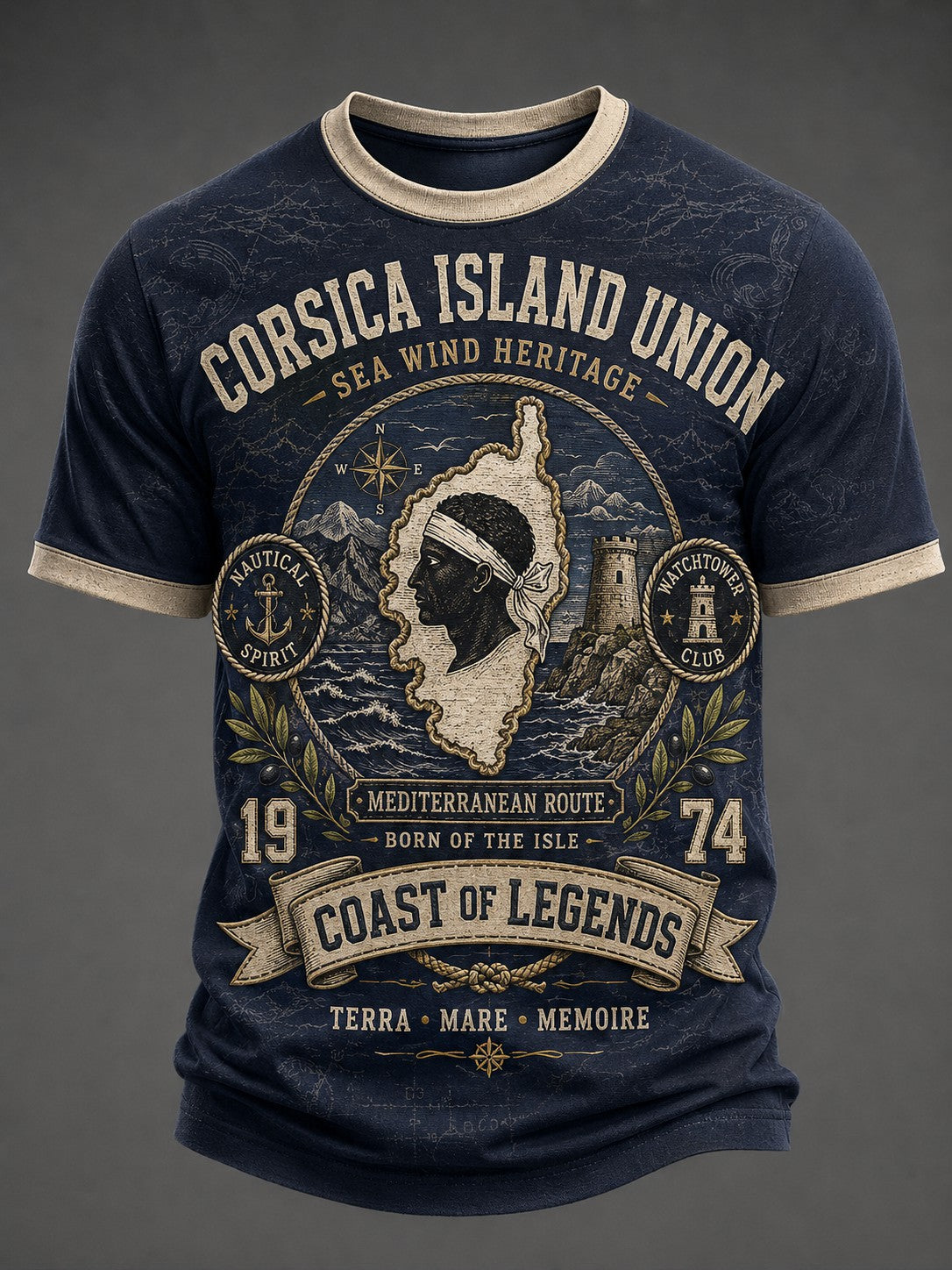 T-shirt pour homme imprimé du drapeau de la Corse