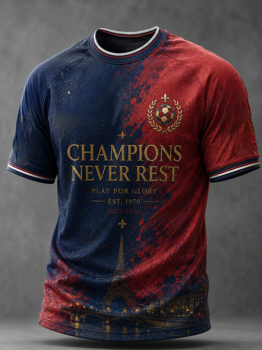 T-shirt décontracté à manches courtes Paris Football pour homme