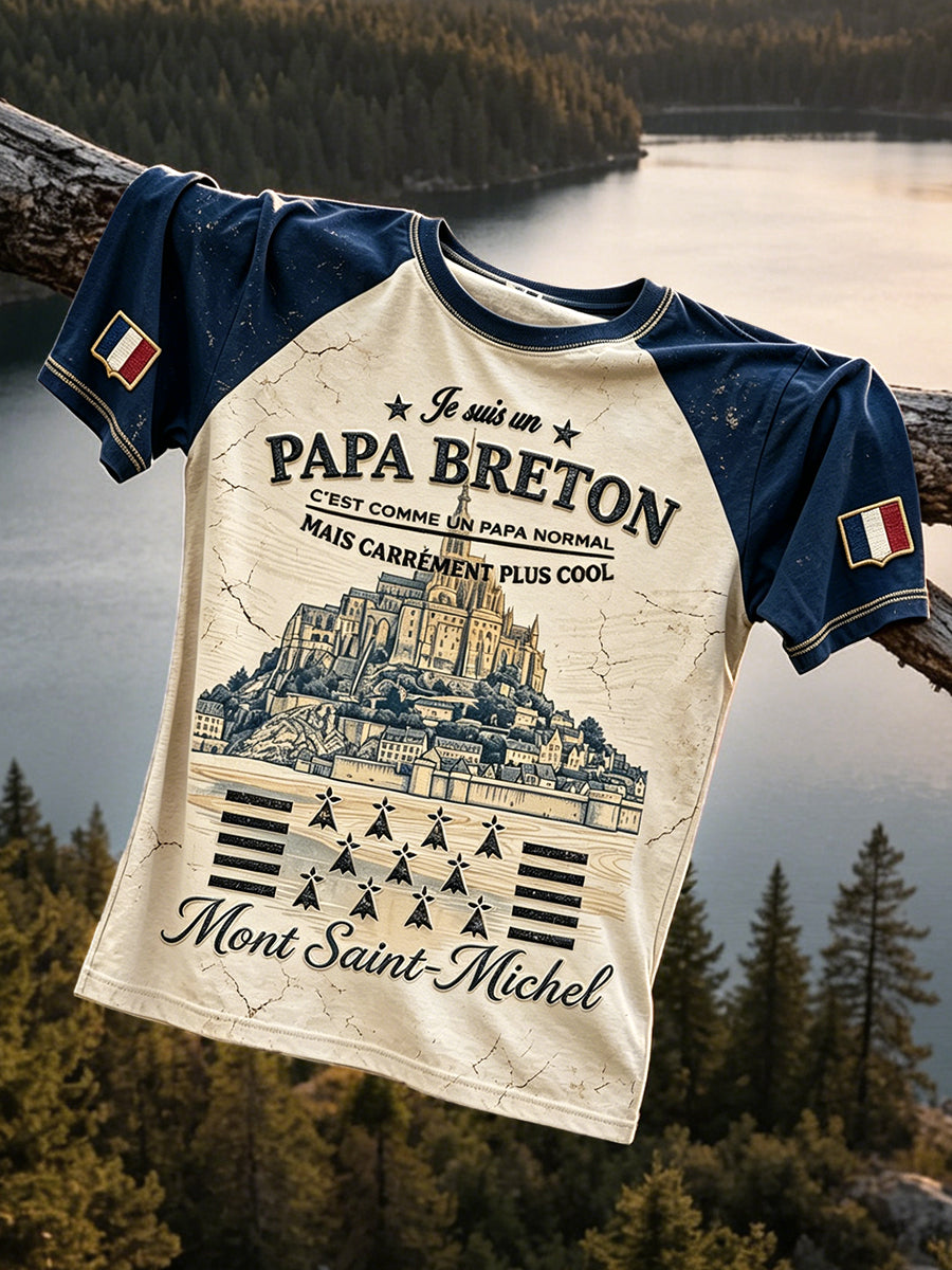T-shirt décontracté à rayures bretonnes françaises vintage pour hommes