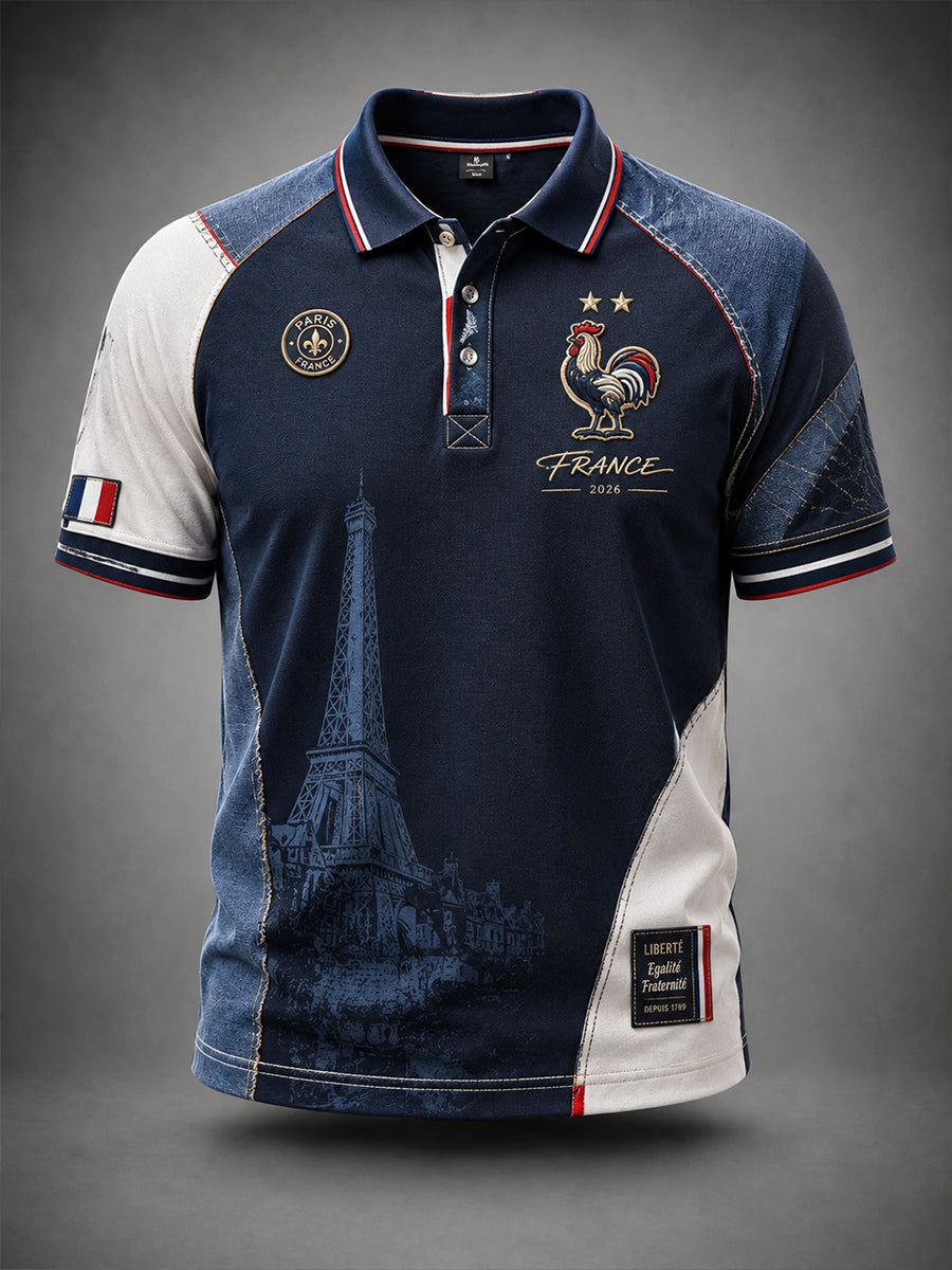 Polo imprimé artistique France Football pour homme