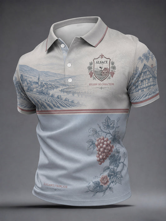 Chemise homme à motif paysager d'Alsace, style français