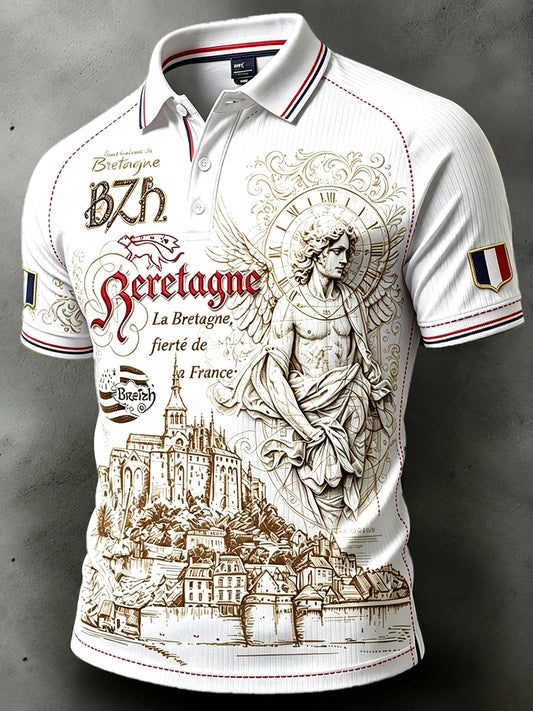 Polo Décontracté Homme French Saint-Michel Mountain Michael Angel Print