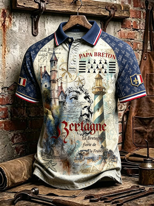 Polo Décontracté Homme Bretagne Française Michael Angel Imprimé