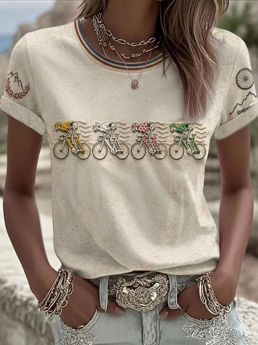 T-shirt à manches courtes Skeleton Bicycle Femme