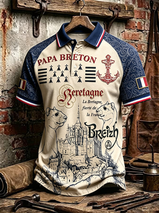 Polo Décontracté Homme Bretagne Française Mont Saint-Michel Imprimé
