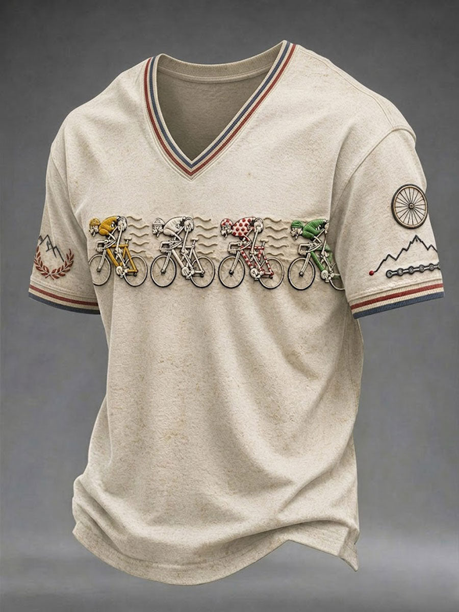T-shirt à col en V Squelette Vélo Homme